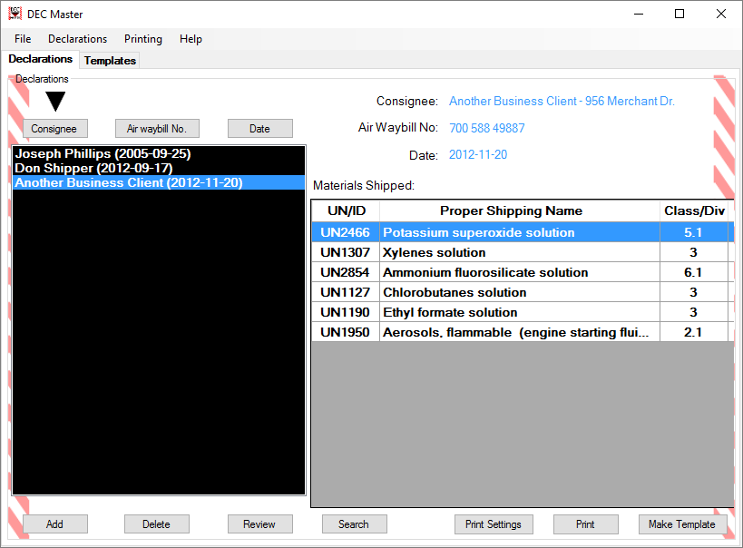 Clicking on UN/ID field