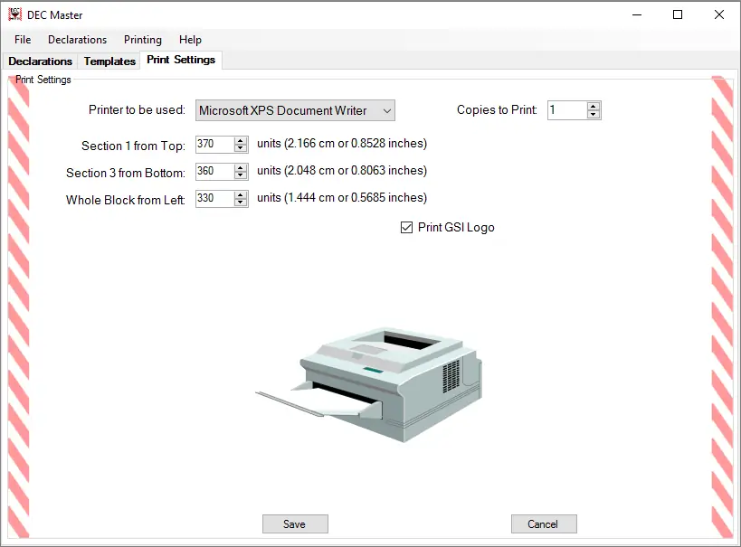 DEC Master Printer Setup