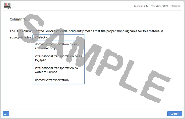 49 CFR WBT test screen